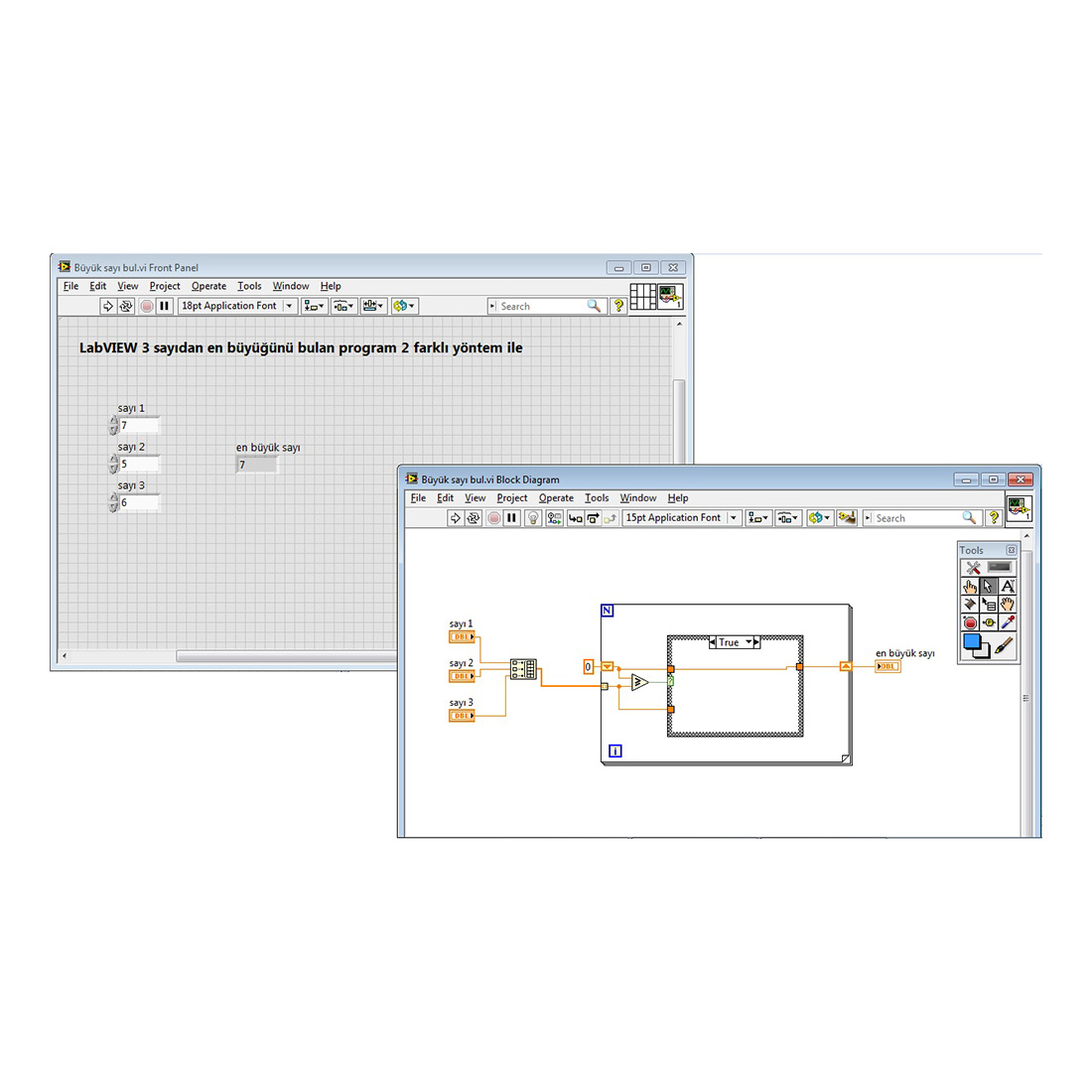 LabVIEW Program to Find Large Numbers with 2 Different Algorithms